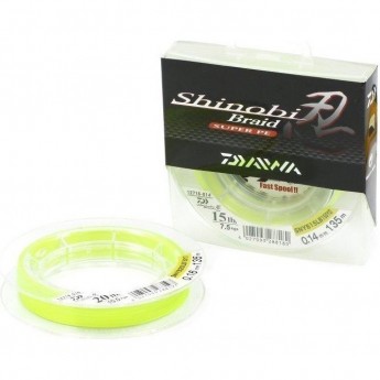 Плетеная леска DAIWA Shinobi Braid - 40 Lb (0.24мм) - 135м (ярко-жёлтая)