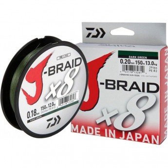 Шнур DAIWA J-Braid X8 0,06мм 150м dark green